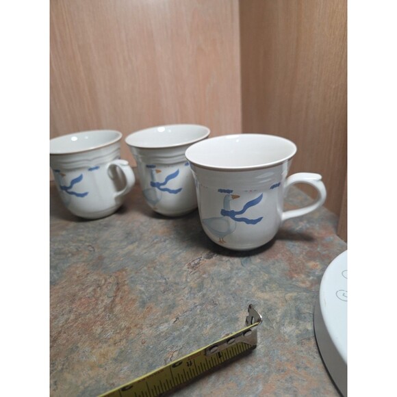 Vintage Newcore Countryside Geese Pattern Stoneware 3 Cups Mugs - Picture 8 of 9